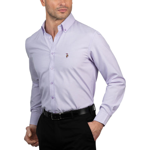 U.S. Polo Assn. Regular Fit Long Sleeve Button Down Dress Shirts for Men Wrinkle Free Long Sleeve Shirt Mens Formal Stretch Black Solid