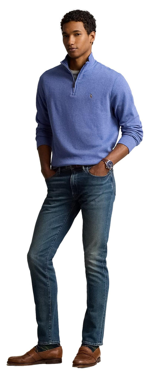 POLO RALPH LAUREN Mens Classic Estate-Rib Quarter-Zip Pullover Sweater (XXL, CedarBrownHtr)