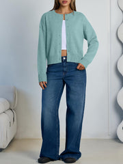 Trendy Queen Cropped Cardigan Sweaters for Women Lightweight Shrugs Crop Tops Y2k Fall Outfits Fashion Clothes 2025 Grey M