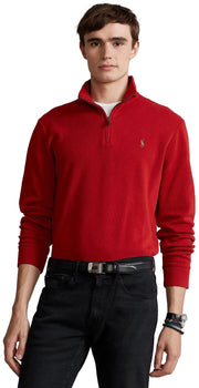 POLO RALPH LAUREN Mens Classic Estate-Rib Quarter-Zip Pullover Sweater (XXL, CedarBrownHtr)
