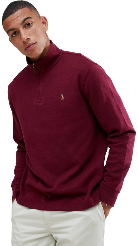 POLO RALPH LAUREN Mens Classic Estate-Rib Quarter-Zip Pullover Sweater (XXL, CedarBrownHtr)