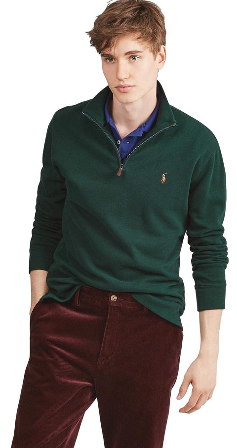 POLO RALPH LAUREN Mens Classic Estate-Rib Quarter-Zip Pullover Sweater (XXL, CedarBrownHtr)