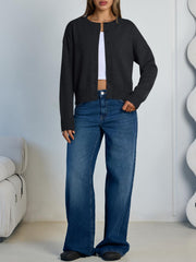 Trendy Queen Cropped Cardigan Sweaters for Women Lightweight Shrugs Crop Tops Y2k Fall Outfits Fashion Clothes 2025 Grey M