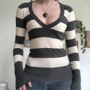 NaranjaBurbuja Y2k Fairy Grunge Graphic Long Sleeve Tees Tops Women E-Girls Aesthetic Gothic Skull Print Baggy T Shirts Emo Clothes 0-black Retro Fashion Uiui