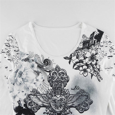 NaranjaBurbuja Y2k Fairy Grunge Graphic Long Sleeve Tees Tops Women E-Girls Aesthetic Gothic Skull Print Baggy T Shirts Emo Clothes 0-black Retro Fashion Uiui