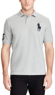 POLO RALPH LAUREN Men's Big Pony Classic Fit Mesh Polo Shirt (M, Black)