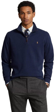 POLO RALPH LAUREN Mens Classic Estate-Rib Quarter-Zip Pullover Sweater (XXL, CedarBrownHtr)