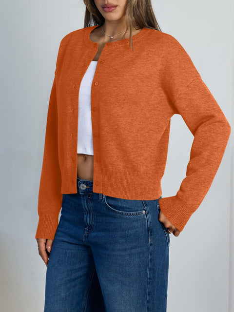 Trendy Queen Cropped Cardigan Sweaters for Women Lightweight Shrugs Crop Tops Y2k Fall Outfits Fashion Clothes 2025 Grey M