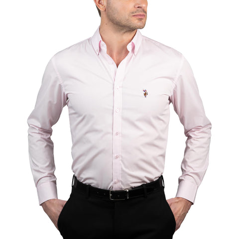 U.S. Polo Assn. Regular Fit Long Sleeve Button Down Dress Shirts for Men Wrinkle Free Long Sleeve Shirt Mens Formal Stretch Black Solid