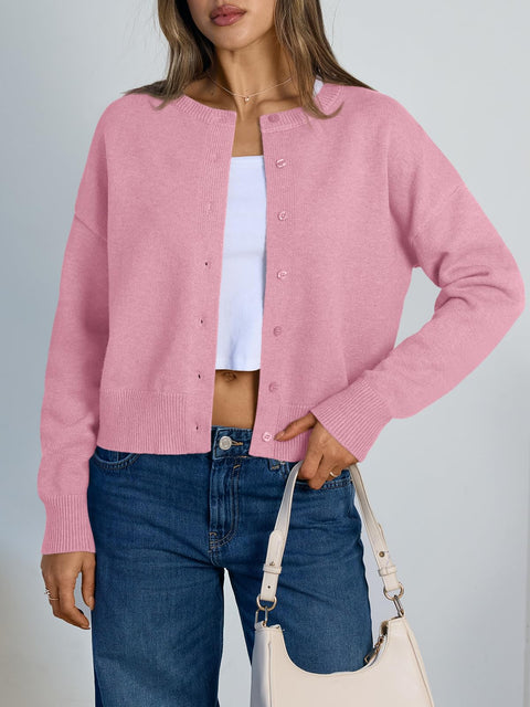 Trendy Queen Cropped Cardigan Sweaters for Women Lightweight Shrugs Crop Tops Y2k Fall Outfits Fashion Clothes 2025 Grey M