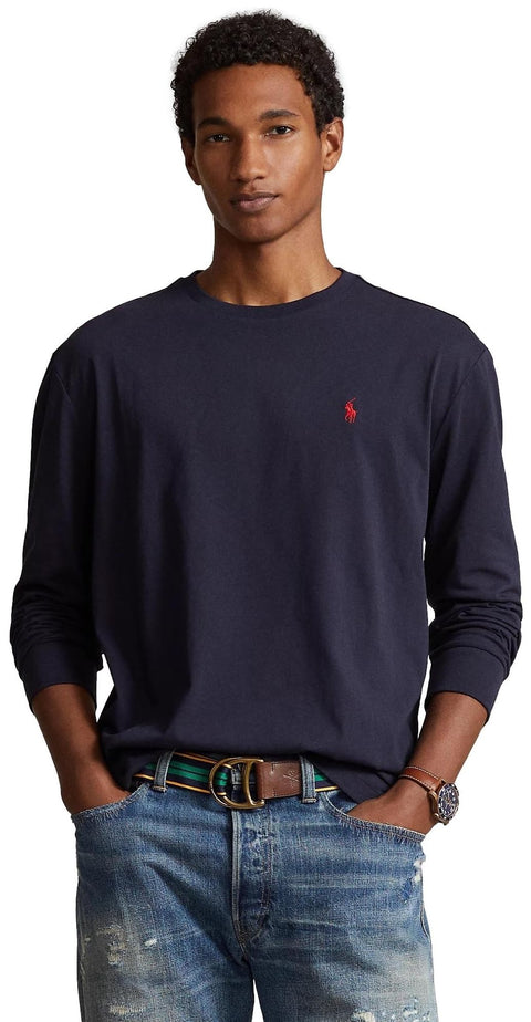 Polo Ralph Lauren Men's Crew Neck Long Sleeve Tee, Basic Black, Large