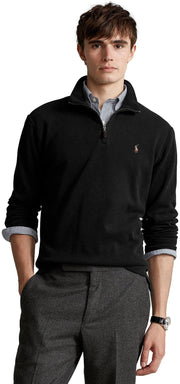 POLO RALPH LAUREN Mens Classic Estate-Rib Quarter-Zip Pullover Sweater (XXL, CedarBrownHtr)