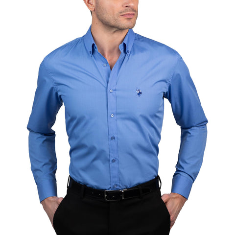 U.S. Polo Assn. Regular Fit Long Sleeve Button Down Dress Shirts for Men Wrinkle Free Long Sleeve Shirt Mens Formal Stretch Black Solid