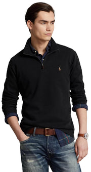 POLO RALPH LAUREN Mens Classic Estate-Rib Quarter-Zip Pullover Sweater (XXL, CedarBrownHtr)