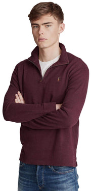 POLO RALPH LAUREN Mens Classic Estate-Rib Quarter-Zip Pullover Sweater (XXL, CedarBrownHtr)