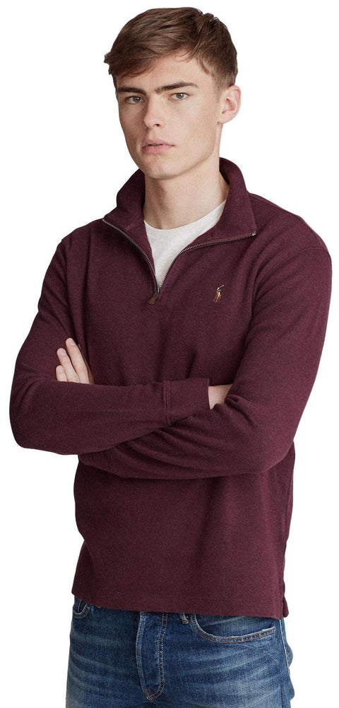 POLO RALPH LAUREN Mens Classic Estate-Rib Quarter-Zip Pullover Sweater (XXL, CedarBrownHtr)