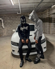 ZENMANCHEN Y2k Hoodies Puff Print Hoodie Grunge Graphic Zip Up Hoodies Y2k Jacket Hip Hop Streetwear Aesthetic Sweatshirts (US, Alpha, Large, Regular, Regular, 1-black)