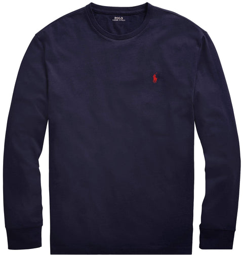 Polo Ralph Lauren Men's Crew Neck Long Sleeve Tee, Basic Black, Large