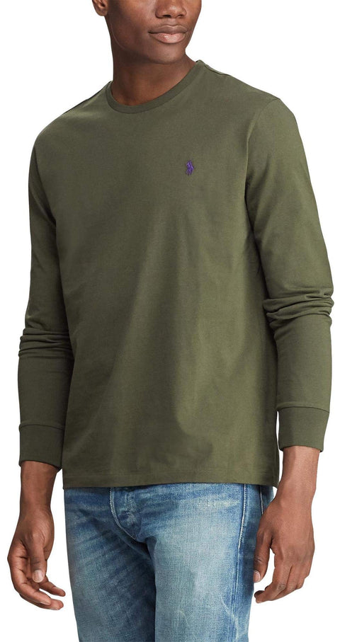 Polo Ralph Lauren Men's Crew Neck Long Sleeve Tee, Basic Black, Large