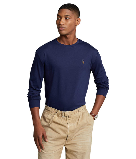 Polo Ralph Lauren Men's Crew Neck Long Sleeve Tee, Basic Black, Large