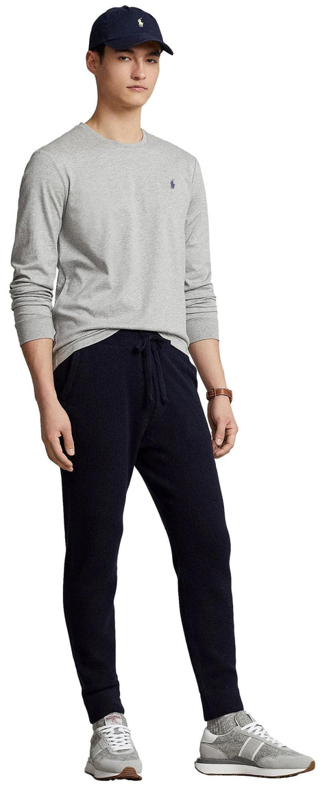 Polo Ralph Lauren Men's Crew Neck Long Sleeve Tee, Basic Black, Large