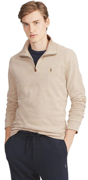 POLO RALPH LAUREN Mens Classic Estate-Rib Quarter-Zip Pullover Sweater (XXL, CedarBrownHtr)
