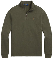 POLO RALPH LAUREN Mens Classic Estate-Rib Quarter-Zip Pullover Sweater (XXL, CedarBrownHtr)
