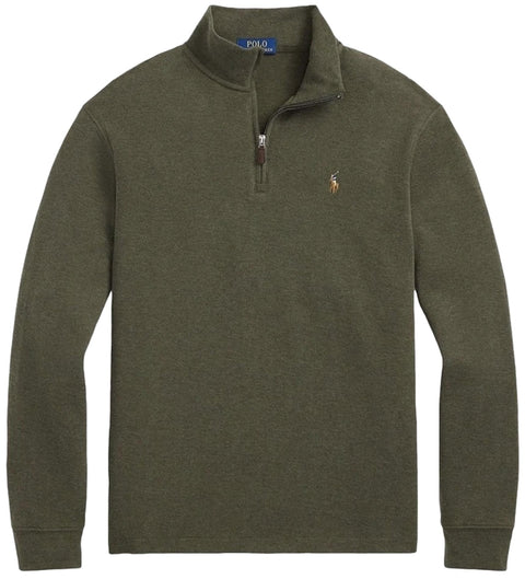 POLO RALPH LAUREN Mens Classic Estate-Rib Quarter-Zip Pullover Sweater (XXL, CedarBrownHtr)