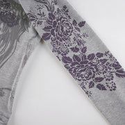 Grunge Shirts Emo Clothe Teen Girls Vintage Graphic Tee Y2k 2000s Goth Top Women Mcbling Long Sleeve Streetwear (Black Purple,Small)