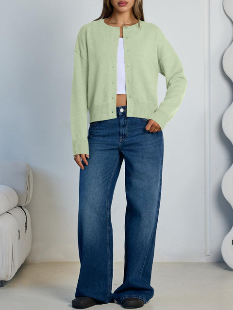 Trendy Queen Cropped Cardigan Sweaters for Women Lightweight Shrugs Crop Tops Y2k Fall Outfits Fashion Clothes 2025 Grey M