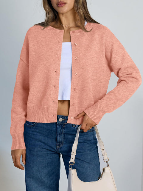 Trendy Queen Cropped Cardigan Sweaters for Women Lightweight Shrugs Crop Tops Y2k Fall Outfits Fashion Clothes 2025 Grey M