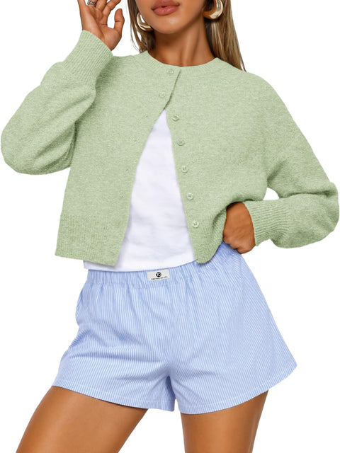 Trendy Queen Cropped Cardigan Sweaters for Women Lightweight Shrugs Crop Tops Y2k Fall Outfits Fashion Clothes 2025 Grey M