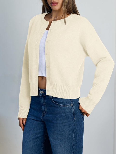 Trendy Queen Cropped Cardigan Sweaters for Women Lightweight Shrugs Crop Tops Y2k Fall Outfits Fashion Clothes 2025 Grey M