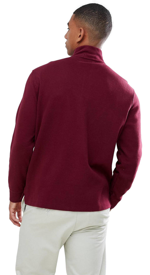 POLO RALPH LAUREN Mens Classic Estate-Rib Quarter-Zip Pullover Sweater (XXL, CedarBrownHtr)