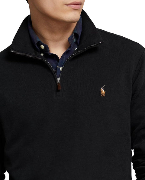POLO RALPH LAUREN Mens Classic Estate-Rib Quarter-Zip Pullover Sweater (XXL, CedarBrownHtr)