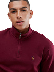 POLO RALPH LAUREN Mens Classic Estate-Rib Quarter-Zip Pullover Sweater (XXL, CedarBrownHtr)