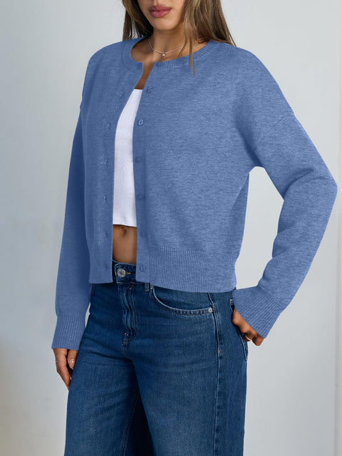 Trendy Queen Cropped Cardigan Sweaters for Women Lightweight Shrugs Crop Tops Y2k Fall Outfits Fashion Clothes 2025 Grey M