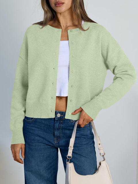 Trendy Queen Cropped Cardigan Sweaters for Women Lightweight Shrugs Crop Tops Y2k Fall Outfits Fashion Clothes 2025 Grey M