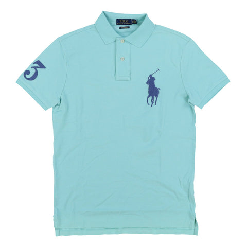 POLO RALPH LAUREN Men's Big Pony Classic Fit Mesh Polo Shirt (M, Black)