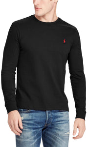 Polo Ralph Lauren Men's Crew Neck Long Sleeve Tee, Basic Black, Large