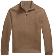 POLO RALPH LAUREN Mens Classic Estate-Rib Quarter-Zip Pullover Sweater (XXL, CedarBrownHtr)