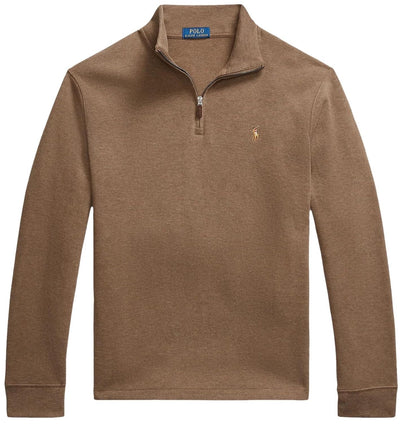 POLO RALPH LAUREN Mens Classic Estate-Rib Quarter-Zip Pullover Sweater (XXL, CedarBrownHtr)