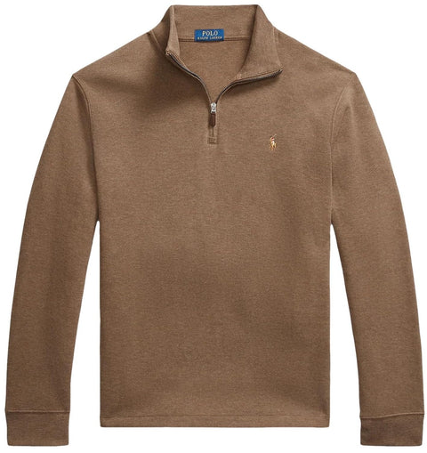 POLO RALPH LAUREN Mens Classic Estate-Rib Quarter-Zip Pullover Sweater (XXL, CedarBrownHtr)