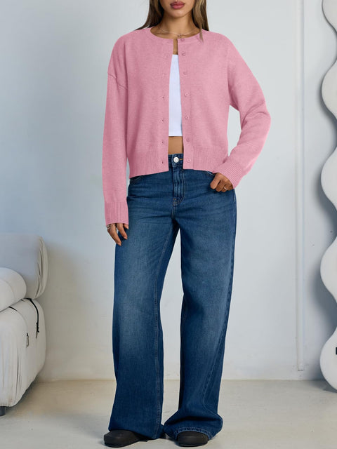 Trendy Queen Cropped Cardigan Sweaters for Women Lightweight Shrugs Crop Tops Y2k Fall Outfits Fashion Clothes 2025 Grey M