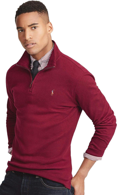 POLO RALPH LAUREN Mens Classic Estate-Rib Quarter-Zip Pullover Sweater (XXL, CedarBrownHtr)