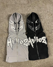 ZENMANCHEN Y2k Hoodies Puff Print Hoodie Grunge Graphic Zip Up Hoodies Y2k Jacket Hip Hop Streetwear Aesthetic Sweatshirts (US, Alpha, Large, Regular, Regular, 1-black)