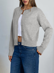 Trendy Queen Cropped Cardigan Sweaters for Women Lightweight Shrugs Crop Tops Y2k Fall Outfits Fashion Clothes 2025 Grey M