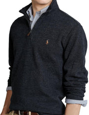 POLO RALPH LAUREN Mens Classic Estate-Rib Quarter-Zip Pullover Sweater (XXL, CedarBrownHtr)