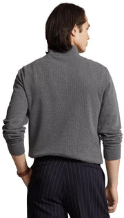 POLO RALPH LAUREN Mens Classic Estate-Rib Quarter-Zip Pullover Sweater (XXL, CedarBrownHtr)