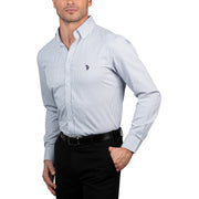 U.S. Polo Assn. Regular Fit Long Sleeve Button Down Dress Shirts for Men Wrinkle Free Long Sleeve Shirt Mens Formal Stretch Black Solid